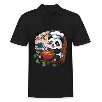 Süßer Kawaii Panda mit großer Sushi Variation - Männer Poloshirt - Schwarz - Vorne - Kai (181cm)