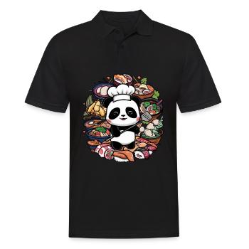 Niedlicher Panda Koch kocht ideal für Chefkoch - Männer Poloshirt - Schwarz - Vorne - Kai (181cm)