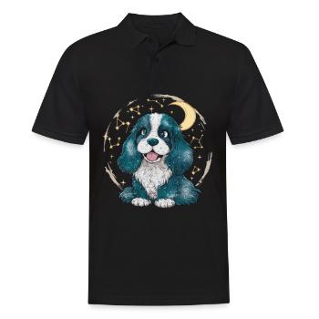 Cocker mignon avec lune et étoiles - Polo Homme - noir - Devant - Kai (181cm)