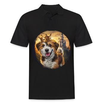Süßer Briard Hund mit Schloss und Krone - Männer Poloshirt - Schwarz - Vorne - Kai (181cm)
