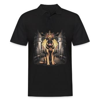 German Shepherd with Crown and Lock - Men's Polo Shirt - black - Front - Kai (181cm)