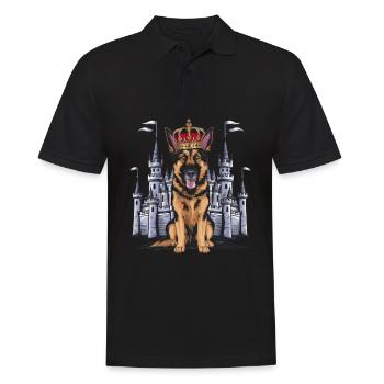 German Shepherd with Crown and Lock - Men's Polo Shirt - black - Front - Kai (181cm)