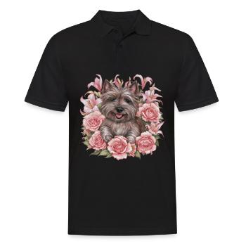 Mignon Cairn Terrier avec des roses colorées - Polo Homme - noir - Devant - Kai (181cm)