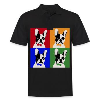 Französiche Bulldogge Kunst Motiv - Männer Poloshirt - Schwarz - Vorne - Kai (181cm)