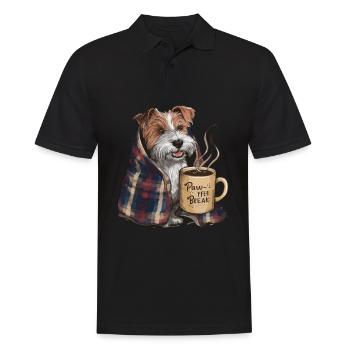 Dandie Dinmont Terrier with Blanket and Coffee Mug - Men's Polo Shirt - black - Front - Kai (181cm)