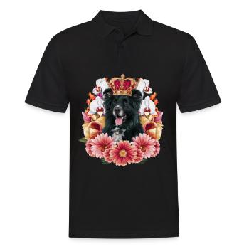 Münsterland Dog with Crown, Orchids - Men's Polo Shirt - black - Front - Kai (181cm)