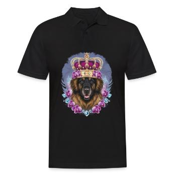 Süßer Leonberger Hund mit Krone und Orchideen - Männer Poloshirt - Schwarz - Vorne - Kai (181cm)