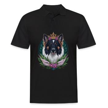 Belgischer Schäferhund mit Krone, Fliedern - Männer Poloshirt - Schwarz - Vorne - Kai (181cm)