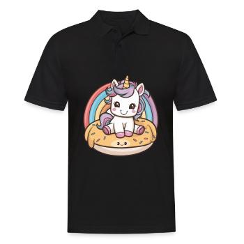 Licorne kawaii avec une nourriture délicieuse - Polo Homme - noir - Devant - Kai (181cm)
