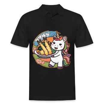 Licorne Kawaii avec Tempura de Crevettes - Polo Homme - noir - Devant - Kai (181cm)