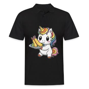 Licorne Kawaii avec Tempura de Crevettes - Polo Homme - noir - Devant - Kai (181cm)