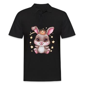 Mignon lapin kawaii avec couronne et étoiles - Polo Homme - noir - Devant - Kai (181cm)