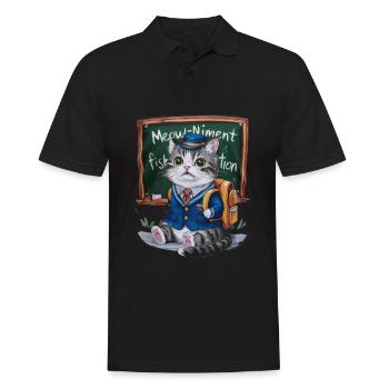 Un chat kawaii porte un uniforme scolaire traditionnel - Polo Homme - noir - Devant - Kai (181cm)