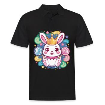 Lapin kawaii avec couronne et sucettes - Polo Homme - noir - Devant - Kai (181cm)