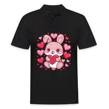Lapin Kawaii dans le style dessin animé - Polo Homme - noir - Devant - Kai (181cm)