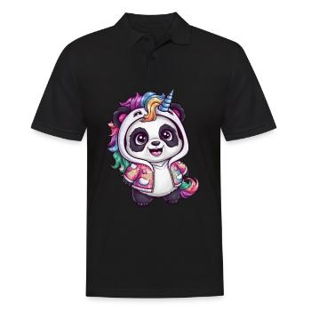 Niedlicher Einhorn Panda - Männer Poloshirt - Schwarz - Vorne - Kai (181cm)