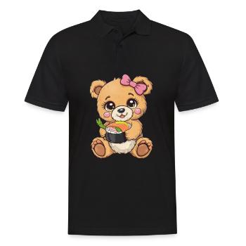 L’ours en peluche sushi aime la cuisine japonaise - Polo Homme - noir - Devant - Kai (181cm)