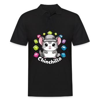 Chinchilla kawaii aux couleurs vives - Polo Homme - noir - Devant - Kai (181cm)