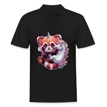 Mignon panda kawaii rouge au look de dessin animé - Polo Homme - noir - Devant - Kai (181cm)