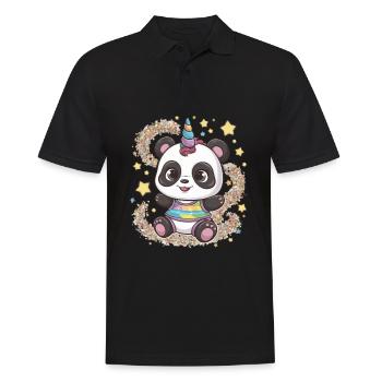 Niedliches Einhorn Panda - Männer Poloshirt - Schwarz - Vorne - Kai (181cm)