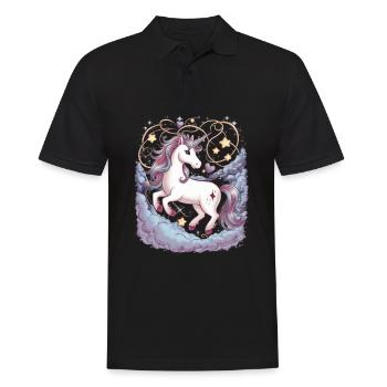 Licorne magique et imaginative avec des étoiles - Polo Homme - noir - Devant - Kai (181cm)