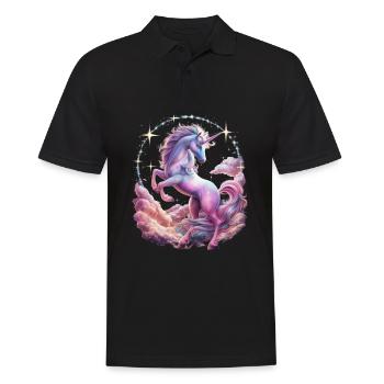 Licorne magique et imaginative avec des étoiles - Polo Homme - noir - Devant - Kai (181cm)