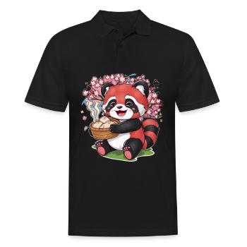 Red Panda Kawaii with Stuffed Dumplings - Men's Polo Shirt - black - Front - Kai (181cm)