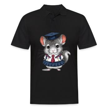 Dessin animé Kawaii Chinchilla avec uniforme scolaire - Polo Homme - noir - Devant - Kai (181cm)