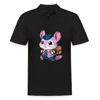 Dessin animé Kawaii Chinchilla avec uniforme scolaire - Polo Homme - noir - Devant - Kai (181cm)
