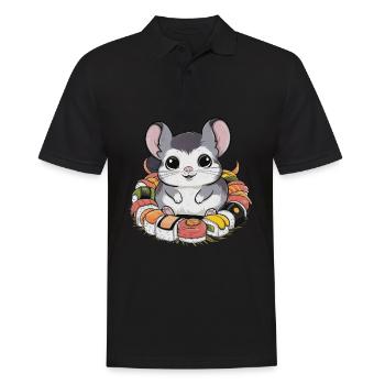 Kawaii chinchilla with Japanese sushi - Men's Polo Shirt - black - Front - Kai (181cm)