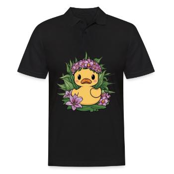 Kawaii ducklings with orchids and lilies - Men's Polo Shirt - black - Front - Kai (181cm)