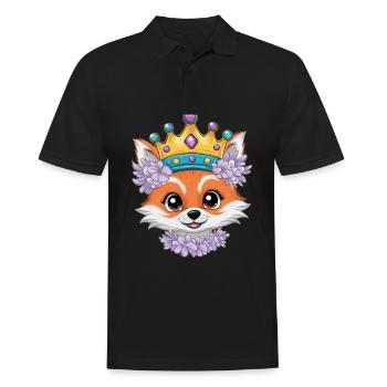 Kawaii Fuchs mit farbenfrohen Blumen - Männer Poloshirt - Schwarz - Vorne - Kai (181cm)