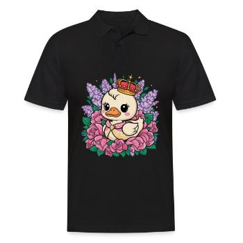 Kawaii ducklings with crown, roses and lilacs. - Men's Polo Shirt - black - Front - Kai (181cm)