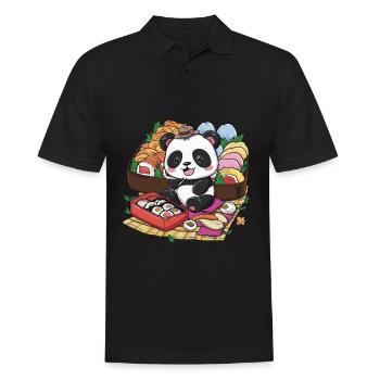 Red Kawaii Panda with Lunch Box - Men's Polo Shirt - black - Front - Kai (181cm)