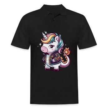 Licorne Kawaii avec tenue de dragon - Polo Homme - noir - Devant - Kai (181cm)