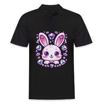 Kawaii Häschen im Cartoon Stil - Männer Poloshirt - Schwarz - Vorne - Kai (181cm)