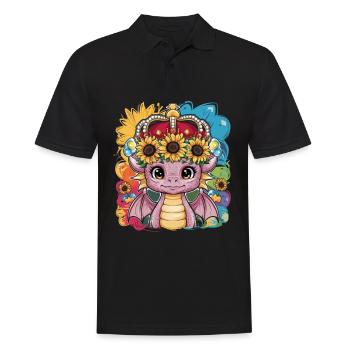 Kawaii Cartoon Drache mit Krone - Männer Poloshirt - Schwarz - Vorne - Kai (181cm)