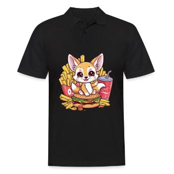 Fennec Renard du désert avec restauration rapide - Polo Homme - noir - Devant - Kai (181cm)