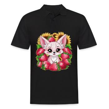 Fennec Renard du désert aux tulipes et citrons - Polo Homme - noir - Devant - Kai (181cm)