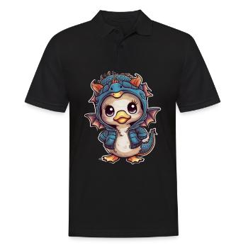 Mignon canard kawaii avec tenue de dragon - Polo Homme - noir - Devant - Kai (181cm)