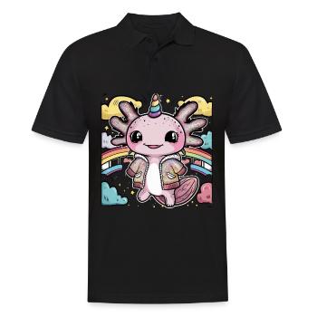 Süßer Axolotl mit Einhorn Outfit - Männer Poloshirt - Schwarz - Vorne - Kai (181cm)