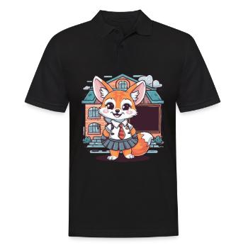 Renard du désert Fennek avec uniforme scolaire - Polo Homme - noir - Devant - Kai (181cm)
