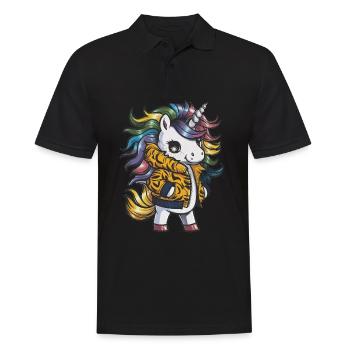 Licorne Kawaii de dessin animé avec tenue de tigre - Polo Homme - noir - Devant - Kai (181cm)