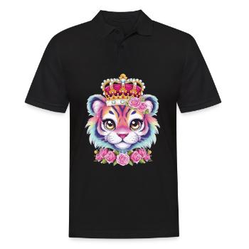 Tigre kawaii avec jolie tenue de lion. - Polo Homme - noir - Devant - Kai (181cm)