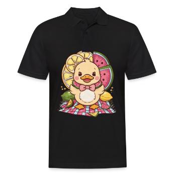 Kawaii duckling with lemon and watermelon - Men's Polo Shirt - black - Front - Kai (181cm)