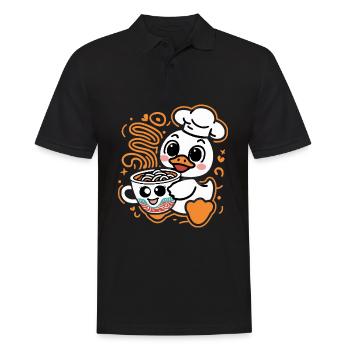 Kawaii Entchen im mit Cup Noodles - Männer Poloshirt - Schwarz - Vorne - Kai (181cm)