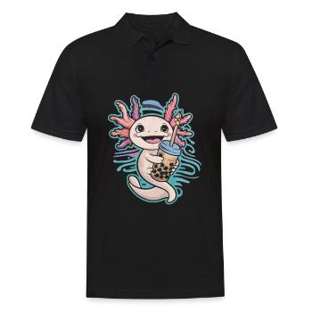 Axolotl kawaii avec bulle japonaise - Polo Homme - noir - Devant - Kai (181cm)