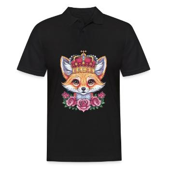 Renard du désert Fennec avec couronne et roses - Polo Homme - noir - Devant - Kai (181cm)