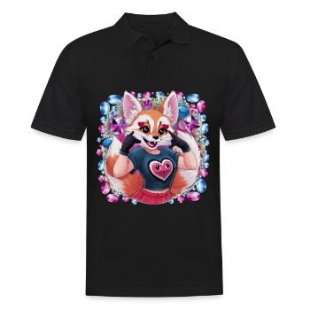 Renard du désert fennec kawaii avec des cœurs colorés - Polo Homme - noir - Devant - Kai (181cm)