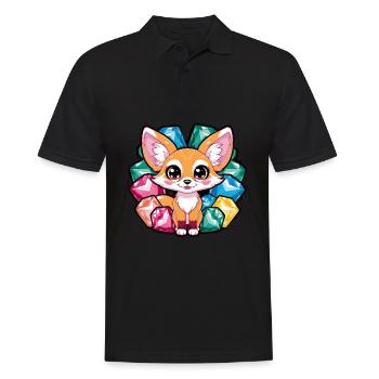 Renard du désert fennec kawaii avec des cœurs colorés - Polo Homme - noir - Devant - Kai (181cm)